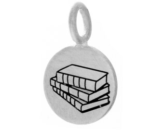Silver Stacked Books Charm, Book Lover Gift, Teacher Gift, Teacher Appreciation, Librarian Gift, Back to School