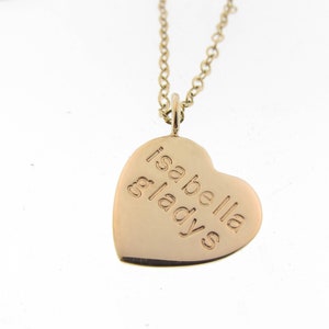 Gold Heart Charm 14K Personalized Pendant image 1