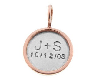 Personalized Sterling Silver and 14K Gold Engraved Charm by Metal Pressions