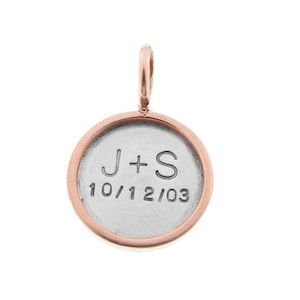 Personalized Sterling Silver and 14K Gold Engraved Charm by Metal Pressions image 1