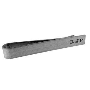 Personalized Tie Clip Gold Tie Bar, Monogrammed Gift Father of The Bride, Groom, Groomsmen, Bridal Party Gift, Father's Day, Gift for Dad image 1