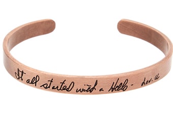 Handwritten Bracelet, Relationship Bracelet, Solid Gold Bracelet, Engraved Bracelet, Memorial Handwriting on 14K, Remembering A Loved One
