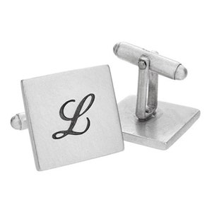Gemelos cuadrados de plata - Regalo de San Valentín para él / Gemelos con iniciales para hombre / Regalo para padrinos de boda / Personalizados con iniciales, monograma y fecha