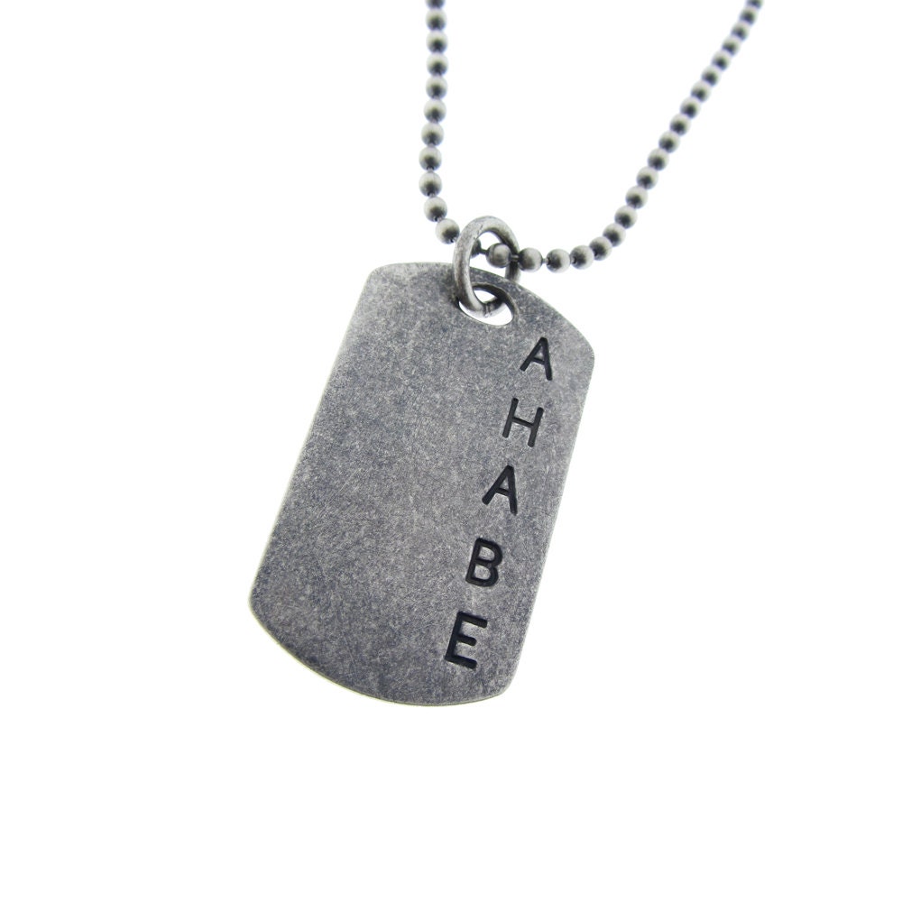 Silver Initial Dog Tag Necklace Hand Stamped Sterling ...