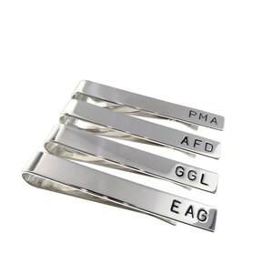 Silver Tie Clip Groomsman Gift, Personalized Tie Bar, Monogrammed Suit Accessory, Custom Gift for Groom, Father of the Bride