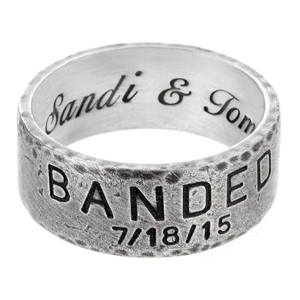 Custom Wide Sterling Silver Duck Band Wedding Ring Set