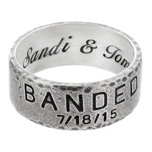 Sterling Silber Ente Bandring, personalisierte Hochzeit Bandring, personalisierte Herrenring, Ente Bandring mit einem Band, Ring Jagd, Vogel Band