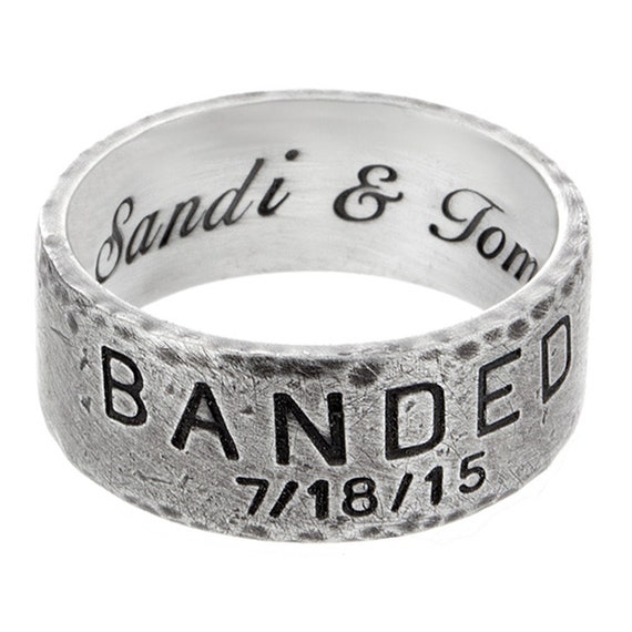 Sterling Silver Duck Band Ring Personalized Engraved Wedding Band