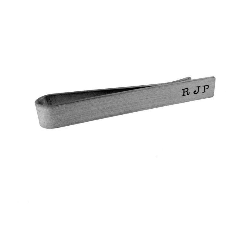 Personalized Tie Clip Gold Tie Bar, Monogrammed Gift Father of The Bride, Groom, Groomsmen, Bridal Party Gift, Father's Day, Gift for Dad image 1