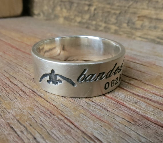 Silver Duck Band Wedding Ring Personalized Wedding 8mm Band Custom Engraved Ducks Hand Stamped Banded for Outdoorsman Duck Hunter Etsy Canada