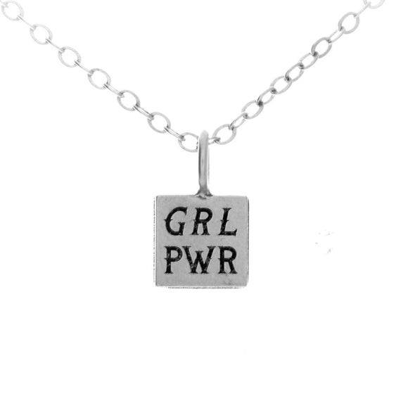 Girl Power Necklace GRL PWR Charm Tiny Square Charm Custom Made