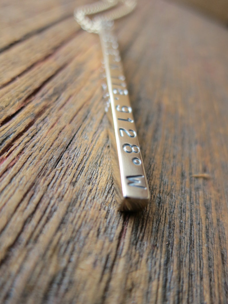 Vertical Gold Bar Necklace 2 Long Square Pillar Bar Etsy