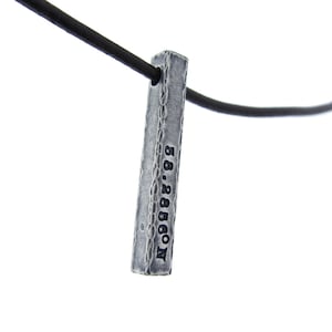 Personalized Men&#39;s Silver 4mm Square Rectangle Bar Necklace | Vertical Pendant Necklace for Fathers Day