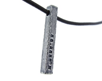 Personalized Men's Silver 4mm Square Rectangle Bar Necklace | Vertical Pendant Necklace for Fathers Day