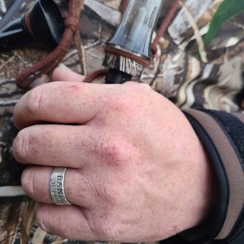Duck Band Wedding Ring, Mens Banded Ring, Waterfowl Wedding Ring, Silver Duck Band, Outdoorsman Wedding Band, Waterfowl Enthusiast, Hunter image 2