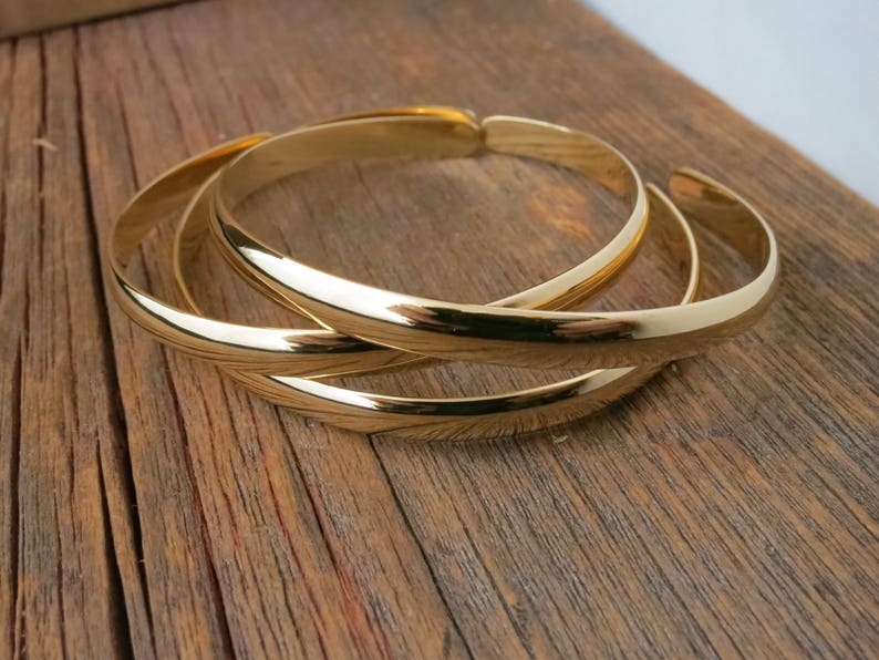 18K Gold Bracelet, 18K Gold Cuff Bracelet, Personalized 18k Gold Cuff, 18K Solid Gold Cuff, 18k Yellow Gold Cuff, Womens 18K Gold Bracelet image 1