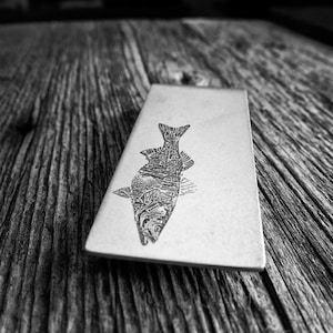Clip para billetes grabado personalizado, billetera de metal plateado personalizada, mensaje grabado, regalo personalizado para el Día del Padre para amantes de la naturaleza.