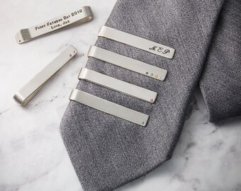 Custom Tie Clip, Father of the Bride, Gift for Dad, Groomsmen Gift, Personalized Tie Clip Wedding, Silver Tie Bar, Father of the Groom