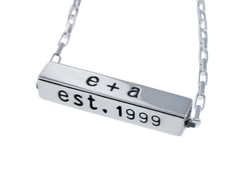 Personalized Sterling Silver Rectangle Name Bar Necklace