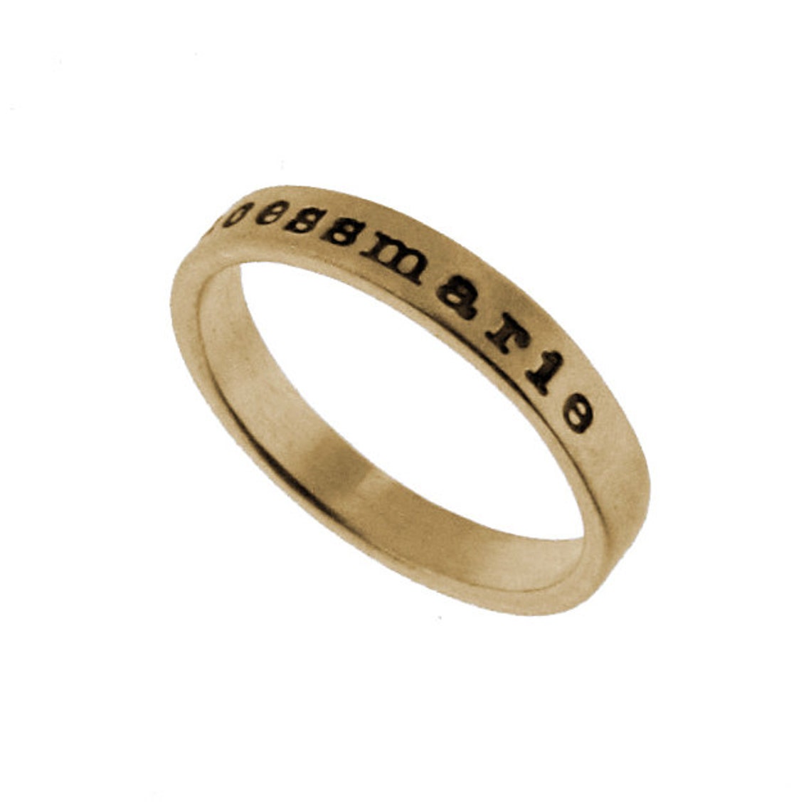 14K Gold Stacking Name Ring Personalized Hand Stamped Etsy