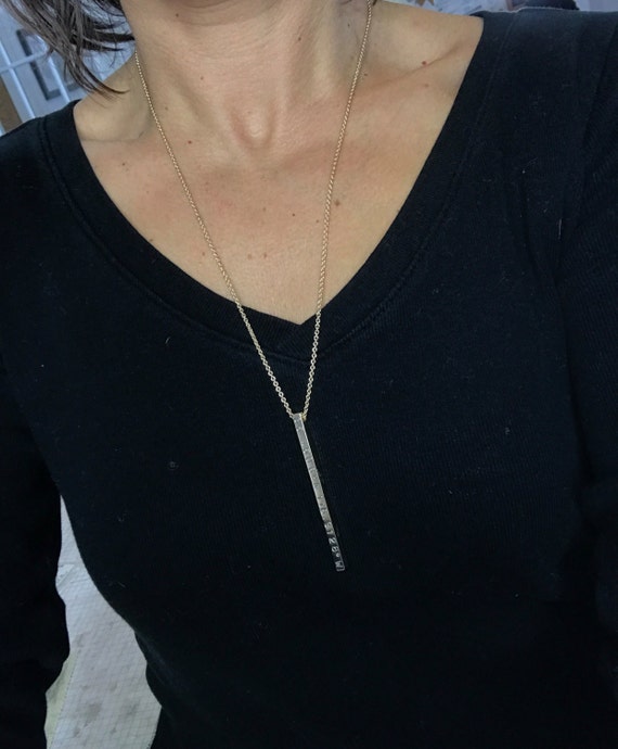 Bar Necklace 2 Long Square Pillar Bar 