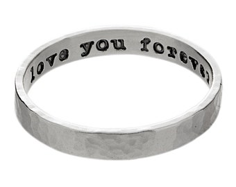 Mother's Sterling Silver Stacking Ring Personalized Mommy Jewelry Engraved Names Birth Dates Bespoke