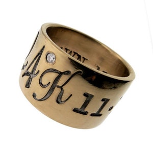 Modern Gold Ring, Gold Cigar Band Ring, Ring Engraving Design, Chunky Gold Ring, 14K Wide Gold Band, Custom Ring, Gold Monogram Ring image 3