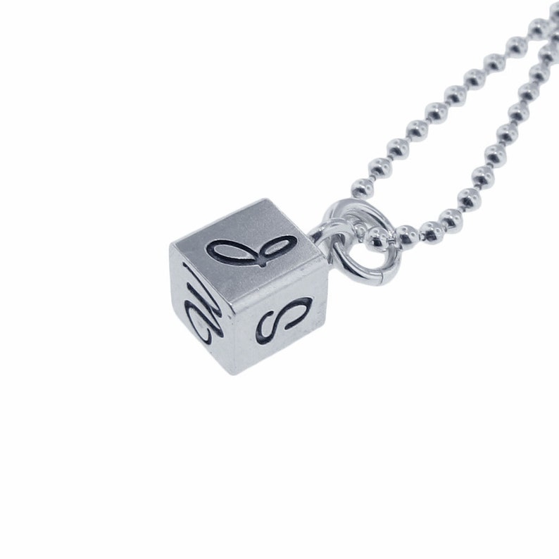 Initial Necklace Personalized Initial or Symbol Baby Shower Gift Hand Stamped Minimalistic Jewelry Petite Sterling Silver Cube