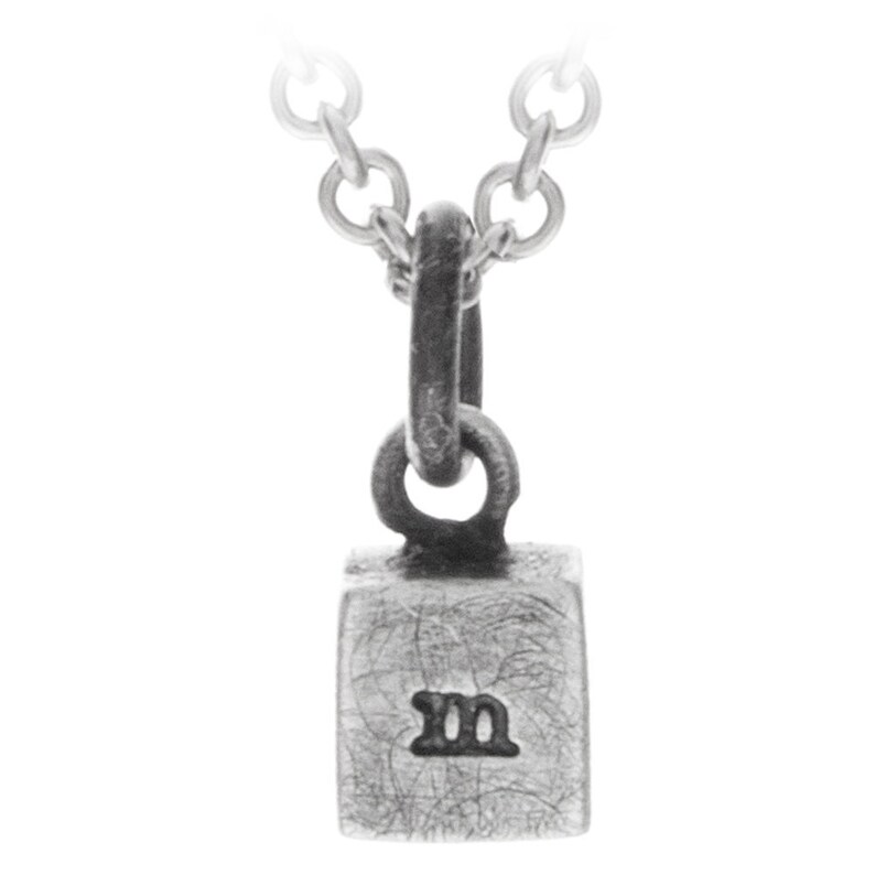 Initial Necklace Personalized Initial or Symbol Baby Shower Gift Hand Stamped Minimalistic Jewelry Petite Sterling Silver Cube