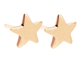 Star Shaped Studs, Gold Star Earrings, 14K or 18K Minimalist Earrings, Everyday Petite Earring, Artisan Handmade, Baby's First Earrings