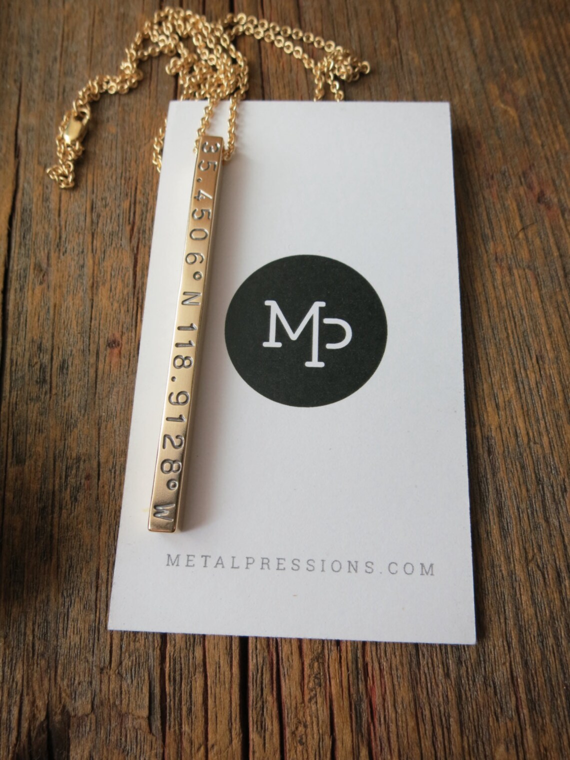 Vertical Gold Bar Necklace 2 Long Square Pillar Bar Etsy