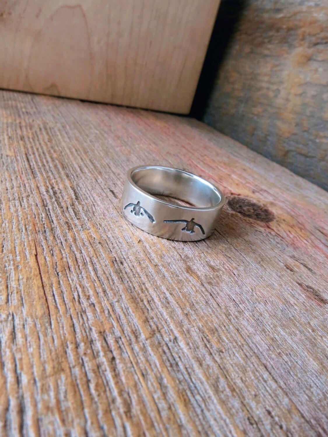 Custom Engraved Duck Band Ring Personalized Silver Mens Wedding