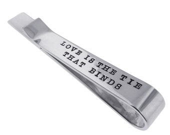 Personalized Silver Tie Bar Valentines Day Gift for Him | Men's Custom Accessories Engraved Tie Clip