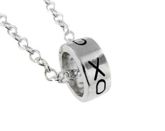 Spinner Loop Charm Necklace Engraved Ring Necklace Custom Loop Charm Personalized Mini Band Pendant