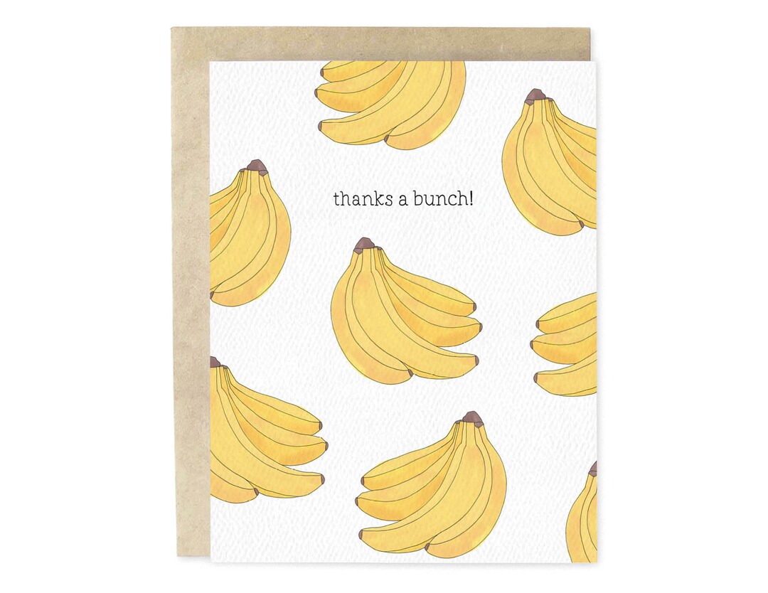 Thanks A Bunch Hand-illustrated Banana Thank You Greeting Card - Etsy