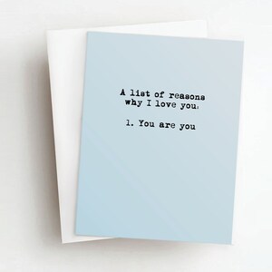 liste des raisons de la carte d’amour