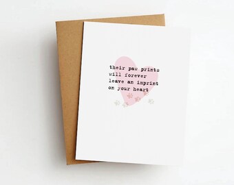 paw prints pet sympathy card