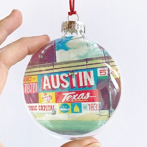 austin graffiti mural see-through glass ornament