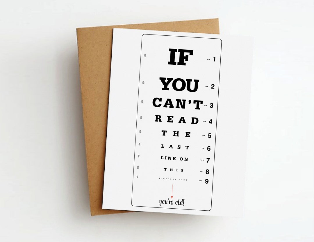 Eye Chart Funny Birthday Card - Etsy