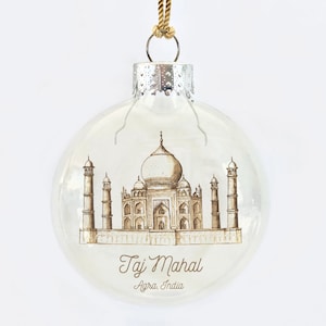 taj mahal agra india see-through glass ornament