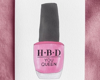 Nail Polish Hand-Illustrated Birthday Greeting Card