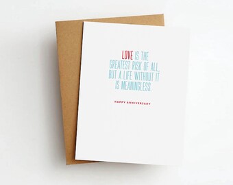 love greatest risk anniversary greeting card