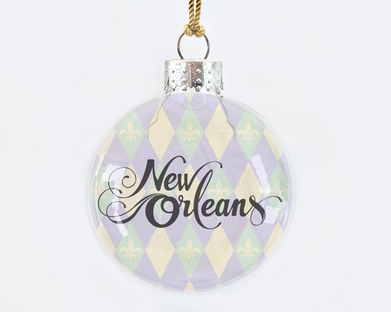New Orleans Mardi Gras Glass Christmas Ornament