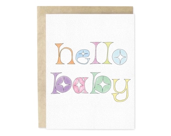 Hello Baby Hand-Illustrated New Baby Greeting Card