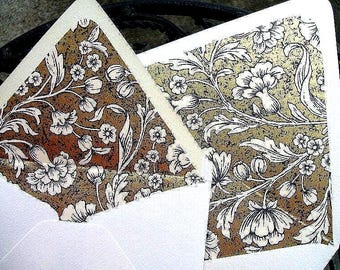 Lined Envelopes  - Gold Floral (Set of 10)