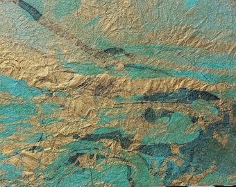 Greeting Cards - Marbled Gold -Emerald - (Set of 10)