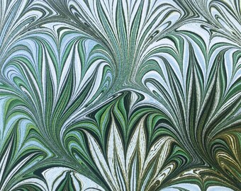 A2 Green Marble Swirl Notecards (Set of 10)
