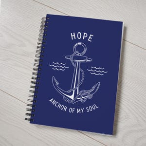 Cahier à spirales L'espoir est un point d'ancrage, joli cahier d'exercices d'étude de la Bible, journal édifiant de la foi chrétienne, dictons bibliques inspirants