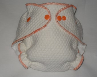 Orange 3D Zorb Fitted diaper with snaps