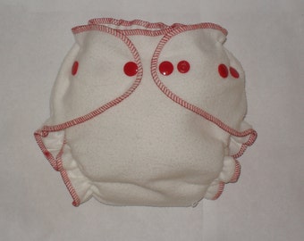 Fitted diaper bamboo zorb with red snaps